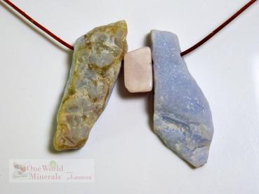 Preview: Chalcedon Schmuckanhänger - handgeschliffen, poliert, Rückseite roh, Einzelstücke