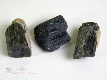 3 Turmalinkristalle, schwarz , Himalaya - Unikate