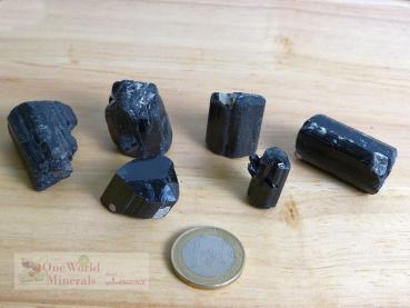 6 Turmaline, schwarz , aus Nigeria